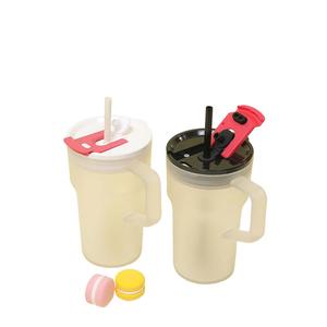 Rts biểu tượng tùy chỉnh 680ml 24oz Frosted nhựa như cốc với xử lý và <span class=keywords><strong>2</strong></span> trong <span class=keywords><strong>1</strong></span> uống màu nắp nhựa - Product Image 3