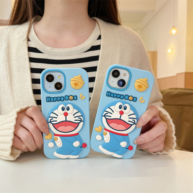 Cartoon Blue Phone Case for iPhone 17 15 14 Plus Silicone Animated Rubber Shockproof Cover for iphone 17 Mobile Phone case