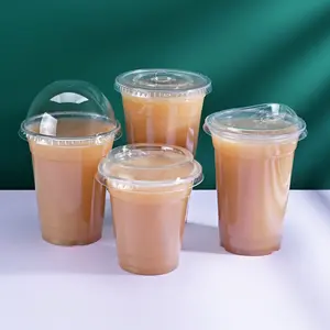 Gobelets de fête à emporter transparents personnalisés café, thé, jus de fruit gobelets en plastique jetables avec couvercles pour boisson froide