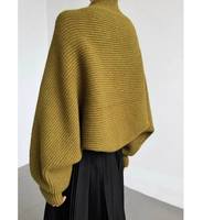 Prix d'usine – Cardigan poncho élégant et luxueux pour femme, en maille lâche de laine et acrylique, coupe courte, tricot épais et ample
