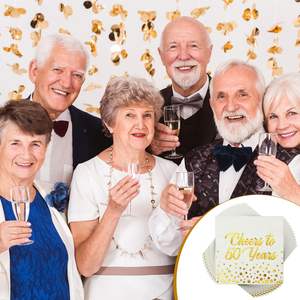 กระดาษเช็ดปากค็อกเทลทรงสี่เหลี่ยมพิมพ์ลายทองคำฉลองครบรอบ 50 ปี พร้อมโลโก้สั่งทำ ผลิตจากเยื่อไม้บริสุทธิ์ ใช้แล้วทิ้ง จำหน่ายแบบยกแพ็ค - Product Image 6