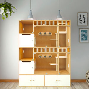 Op Maat Gemaakte Luxe Moderne Kattenhuis <span class=keywords><strong>Indoor</strong></span> Huisdiermeubilair Klimplanken Opslagruimte Gemaakt Hout Voor Gebruik In De Woonkamer Voor Honden - Product Image 6