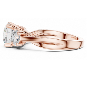 Anillo de compromiso de tres piedras con corte redondo, oro amarillo, diseño de vid retorcida, anillo de diamantes, promesa de pasado, presente y futuro, elegante para novias - Product Image 6