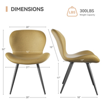 Chaise de salle à manger ergonomique à dossier incurvé, style mid-century modern, assise élargie en cuir PU, base métallique robuste, confortable pour l'extérieur, hôtel, restaurant