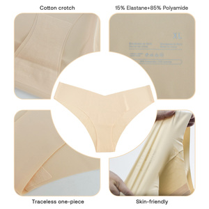 Vente en gros de strings sans couture pour dames slips hipster <span class=keywords><strong>sexy</strong></span> taille basse respirants sous-vêtements en forme de V méthode de tissage tricoté à la taille avec logo - Product Image 3