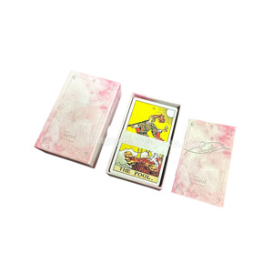 Custom Beautiful Silver Stamping Edges Paper Sleeve 7x12cm Pink Soul <span class=keywords><strong>Tarot</strong></span> Cards Decks con bolsa de cuerda de terciopelo - Product Image 3