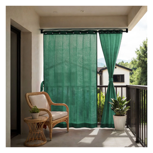 Midnight Green Eyelet Outdoor Curtains 180 GSM with Deep Forest Green Elegance and Soft Light Filtering Fabric for Sale - Product Image 3