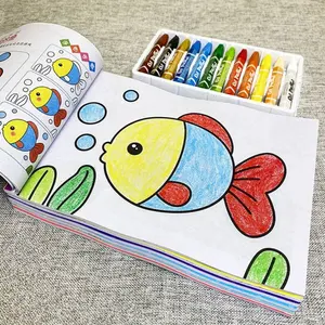 Libro da colorare stampa personalizzata per bambini set di libri da colorare per cartoni animati per bambini con pastello