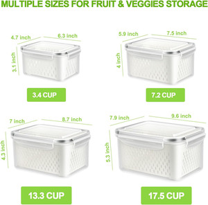 Conteneurs de stockage de fruits en gros pour organisateurs de réfrigérateur et produits frais volumineux avec couvercle hermétique pour baies, laitue, salades et légumes - Product Image 2