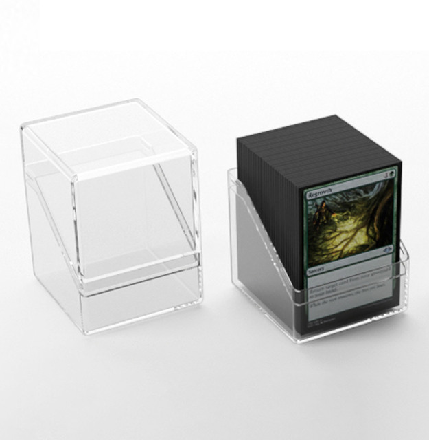 Clear Card Deck Cases Plastic Holding 100+ Double-Sleeved Clear Card Storage Boxes for Trading Sport Cards