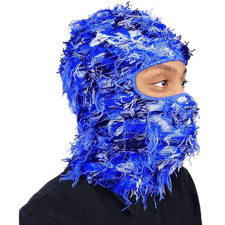 2023 nouvelle arrivée couverture complète un trou tempête en détresse cagoule concepteur tricot chapeau herbeux bonnet hiver Ski masque