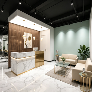Meuble de salon de manucure blanc moderne personnalisé éclairage LED Spa décor de salon de beauté pour la décoration intérieure Mobilier de salon de coiffure personnalisé - Product Image 4
