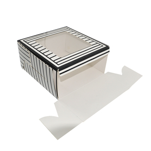 Có Thể Gập Lại Trắng Đen Sọc Cứng Giấy Bánh Bao Bì Hộp Tùy Chỉnh In Rõ Ràng Cửa Sổ Vuông Bánh Hộp - Product Image 2