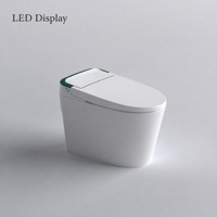 WC intelligent en céramique avec bidet intégré, siège chauffant, réservoir encastré, cuvette sans rebord, chasse d'eau automatique, télécommande, à poser au sol