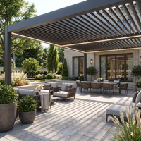 Pergola bioclimatique en aluminium électrique Greenawn, pergola moderne, gazebo, toit à lamelles pour espace de restauration en plein air