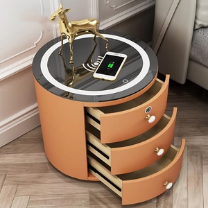 Comodino Smart Moderno di Lusso VL con Ricarica Wireless, <span class=keywords><strong>Lampada</strong></span> LED, Serratura con Impronta Digitale, Altoparlante e Armadietto Multifunzionale Semplice - Product Image 4