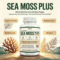 Complément Alimentaire OEM Wildcrafted Sea Moss Plus avec Mousse d'Irlande, Fucus vésiculeux, Bardane et Poivre Noir, 60 Capsules