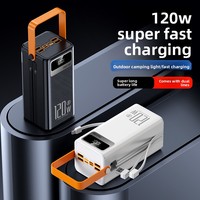 Batterie externe en plastique grande capacité 120W à charge rapide, avec affichage numérique intelligent, 100 000 mAh, lithium, best-seller transfrontalier