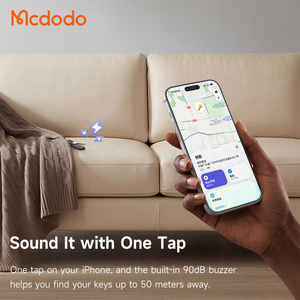 Mcdodo 384 Napa Pro Localizzatore Portatile per Chiavi Compatibile con App Find <span class=keywords><strong>My</strong></span> di iOS, Portata 50m, Suono 80-90dB, Durata Batteria 6 Mesi, Ultra-Leggero in Pelle - Product Image 4