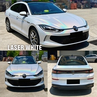 Film Vinyle PVC de Luxe pour Covering Automobile, Vente en Gros Usine, 6-8mil, Effet Laser Blanc Changeant de Couleur, Anti-Rayures, Rejet UV IR, Protection Intégrale