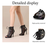 Chaussures de danse sexy à plateforme pour femmes, bottes de danse de salon, jazz, pole dance, style urbain, sandales à talons aiguilles en maille ajourée, stables