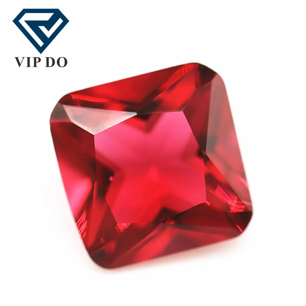 Vidro quadrado vermelho k9 cristal de vidro, pedras preciosas princesa corte quadrado vidro sintético sangue rubi vermelho