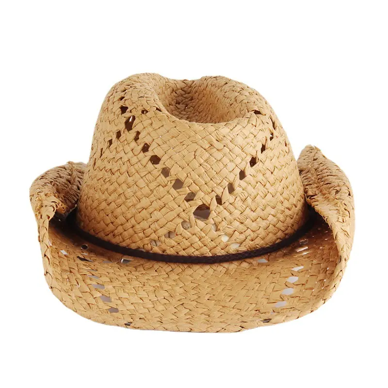 사용자 정의 로고 밀짚 카우보이 카우걸 모자 여성용 여름 해변 넓은 챙 서양 모자