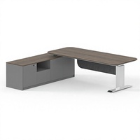 Bureau de direction Greatway réglable en hauteur avec armoire latérale, table de bureau moderne en forme de L pour bureau de PDG