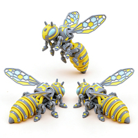 Figurine d'abeille imprimée en 3D, ornement d'insecte articulé, articulations mobiles, décoration de bureau originale, design réaliste