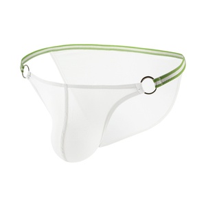 Calzoncillos bóxer de hombre sexys y transpirables de talle bajo, de nailon suave y elastano, con anillo de hierro, pequeños, de color liso, de seda helada, con cordones, de tejido de punto. - Product Image 4