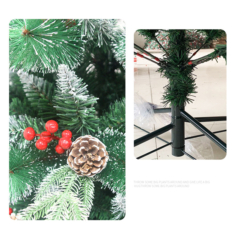 2021 New Arrival Christmas Decoration White Artificial 210cm Luxury Indoor Snow Christmas Tree Large with Red Fruit Pine Nut