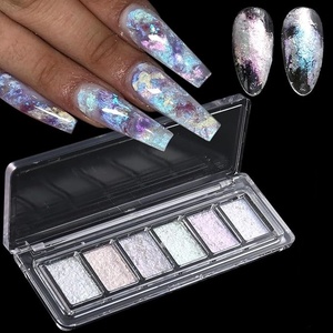 Poudre chromée <span class=keywords><strong>effet</strong></span> aurora 6 couleurs, texture boue, paillettes nacrées rose bleu, flocons onctueux <span class=keywords><strong>effet</strong></span> caméléon, feuilles d'or pour ongles - Product Image 1