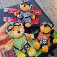 Porte-clés en peluche pilote 3D super doux, mignon et respectueux de la peau, de haute qualité, commandé en usine, pour la décoration de sacs