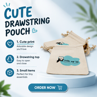 Petits sacs cadeaux en tissu de coton avec cordon de serrage, pochette pour bijoux avec logo imprimé sur mesure pour le rangement de cosmétiques et de montres, sac en mousseline