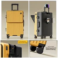 Valise Bunnyfly avec poche avant, roulettes silencieuses, serrure TSA, port de charge, valises de voyage 20/24/26 pouces