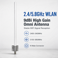 Antena de Fibra de Vidrio de Doble Banda de 9dBi, 2.4G 5.8G, Omnidireccional para Exteriores, Antena de Estación Base con Conector N-Macho para Sistemas WiFi WLAN WISP