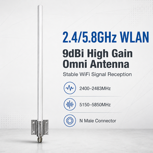 เสาอากาศไฟเบอร์กลาสแบบสองย่านความถี่ 9dBi 2.4G 5.8G สำหรับภายนอกอาคาร แบบรอบทิศทาง สำหรับสถานีฐาน พร้อมหัวต่อ N-Male สำหรับระบบ WiFi WLAN <span class=keywords><strong>WISP</strong></span> - Product Image 2