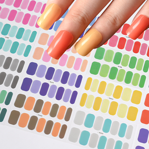 14 puntas de colores sólidos, tiras adhesivas de esmalte de uñas completas, envolturas de uñas rosas/Rojas/azules/amarillas, calcomanías de Gel autoadhesivas para uñas, sin lámpara curada - Product Image 3