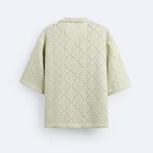 Custom Comfortable Breathable <b>Knit</b> Crochet Short Sleeve <b>Cardigan</b> Fashion Design <b>Men's</b> Knitwear - Product Image 5