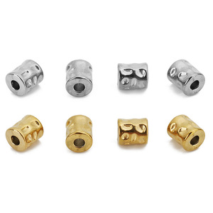 Stainless Steel Hammered Barrel <b>Spacer</b> Beads | Gold Textured Beads for Jewelry Making | DIY Bracelet & Necklace Accessories - Product Image 4