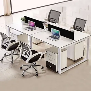 Bureau modulaire Poste de travail en bois Coworking deux personnes avec tiroir Bureau peu encombrant