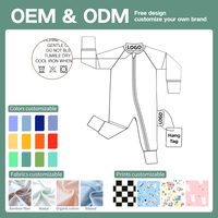 Combinaison bébé en bambou et élasthanne personnalisée avec fermeture éclair YKK bidirectionnelle, pyjama zippé pour nouveau-né, imprimé animal, écologique, toutes saisons