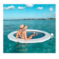 10ft rond colchonetas inflables piscina hamac d'eau flottant avec maille flotteur plate-forme de natation tapis de piscine gonflables portables