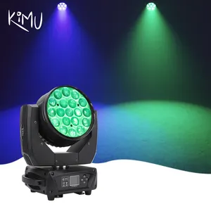 19 buah lampu depan bergerak LED Zoom 4in1 RGBW 15W, lampu sorot untuk peralatan DJ klub kontrol DMX512