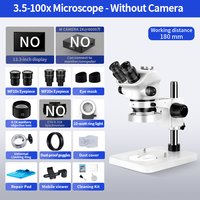 Microscope stéréoscopique trinoculaire SZM7050 3,5X-100X avec support sur colonne et anneau LED 10W pour le contrôle qualité et l'évaluation de bijoux