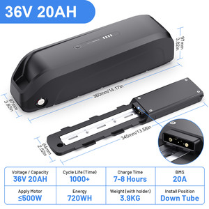 Germany Stock Electric Bike Battery 36V 20Ah Lithium Ion <b>Seat</b> Tube Pack <b>with</b> LED Display and Key Lock for <b>E</b>-Bike - Product Image 2