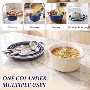 Panier de séchage pliable multifonctionnel pour légumes et fruits avec base en acier inoxydable - Product Image 5