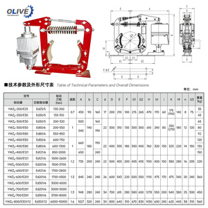 Freins électriques industriels YWZ8-200/300/400/500/600/700/800, freins à tambour hydrauliques pour grue - Product Image 2
