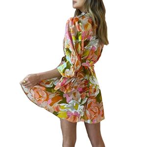 OEM Factory <span class=keywords><strong>100</strong></span> Small MOQ Fashion <span class=keywords><strong>abito</strong></span> di cotone a vita alta mezza manica fasciata da donna camicia lunga <span class=keywords><strong>abito</strong></span> di <span class=keywords><strong>lino</strong></span> floreale per donna - Product Image 3