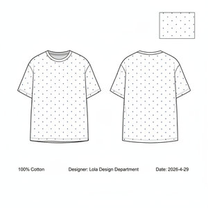 T-shirt girocollo da <span class=keywords><strong>uomo</strong></span> oversize in cotone a pois bianchi e <span class=keywords><strong>neri</strong></span>, lavorato a maglia, anti-piega, casual, a maniche corte, OEM ODM - Product Image 6